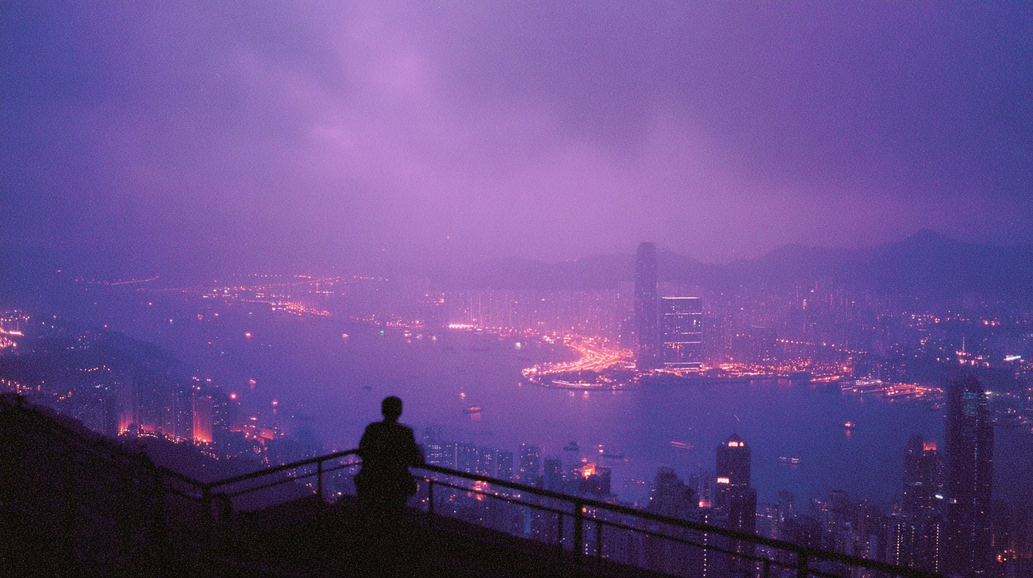 View from Victoria Peak, Hong Kong at dusk